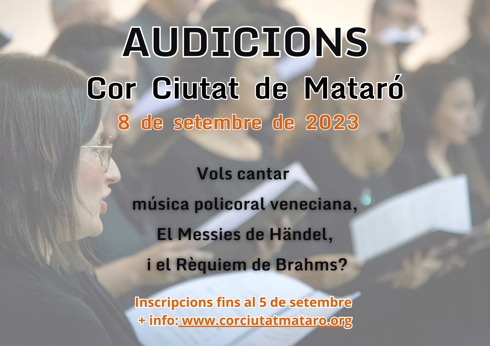 Noves audicions pel Cor Ciutat de Mataró el 8 de setembre de 2023